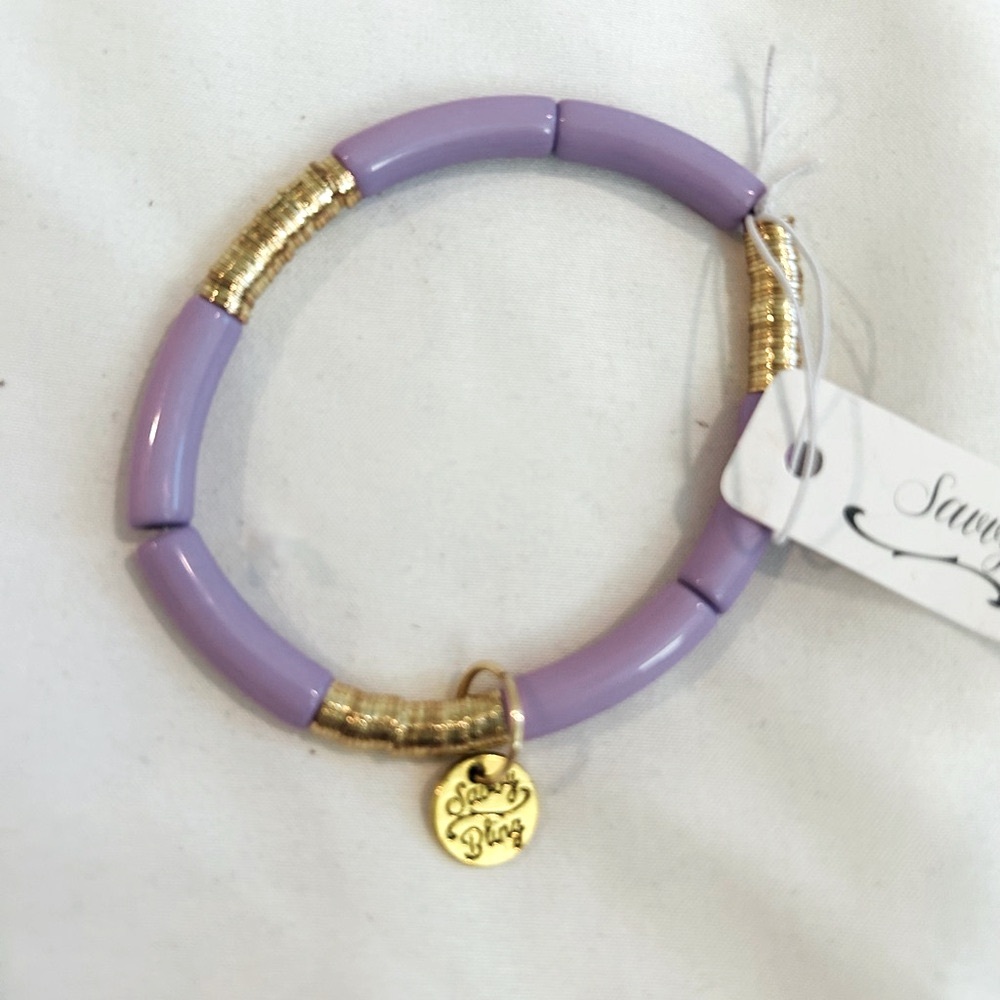 Savvy Bling Purple and Gold Bracelet New